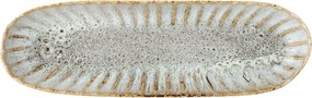 Platou de servire rustic din ceramică cu nuanțe de albastru, verde și maro, 37,5×12×4 cm, „Fleur"