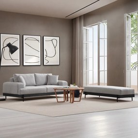 Taburet Eti negru Pouffe gri
