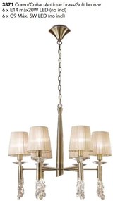 Candelabru elegant cu 6 brate Tiffany alama antique/ abajur soft bronz