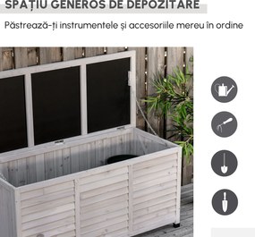 Outsunny Banca Conteiner de depozitare pentru extern si Gradina in Lemn, Gri 127Lx56Lx60Hcm | Aosom Romania
