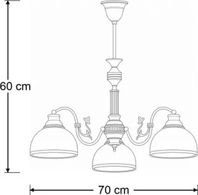 Brilagi - Lustra cu tijă TAURUS 3xE27/15W/230V Ø 70 cm bronz