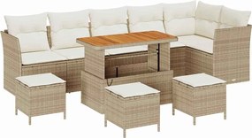 vidaXL Set de canapele pentru grădină 10 pcs Bej poliratan