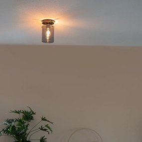 Plafoniera de design neagra cu sticla fumurie - Dome