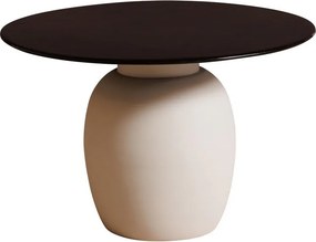 Măsuță de cafea rotundă din metal, maro și natur, cu bază în formă de vas, 42 x 60 cm, „Cappucino”