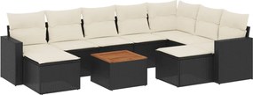 vidaXL Set canapele de grădină cu perne, 10 piese, negru, poliratan