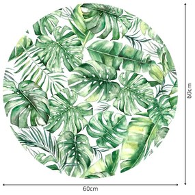 PIPPER. Autocolant circular de perete „Frunze tropicale” mărimea: 60cm