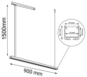 Lustră LED pe cablu HANAWA LED/32W/230V 3000K CRI 90 neagră Shilo 1952