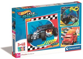 Hot Wheels Go Puzzle de 3x48 piese Clementoni