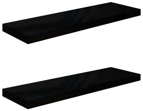 323773 vidaXL Rafturi de perete 2 buc., negru extralucios, 80x23,5x3,8 cm MDF