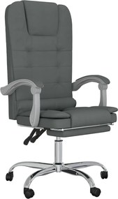 vidaXL Fotoliu de birou rabatabil cu masaj, gri închis, textil