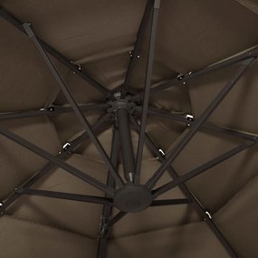 Umbrela de soare 4 niveluri, stalp de aluminiu, gri taupe 3x3 m Gri taupe