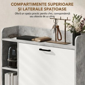 HOMCOM Dulap pentru pantofi slim cu 2 sertare rabatabile, Capacitate 15 perechi de pantofi, 83x24x90.5 cm, Gri | Aosom Romania