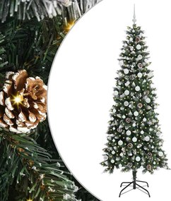 vidaXL Brad de Crăciun artificial Verde 210 cm PVC și Plastic și Oțel