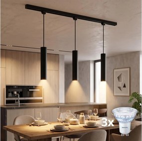 Philips-LED dimmabil, lampă suspendată pe cablu pentru sistem de șină EASYLINK, 3xGU10/7W/230V, 1m, negru