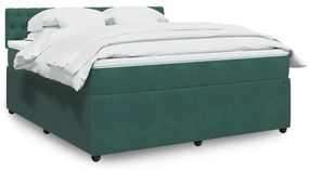 3287815 vidaXL Pat box spring cu saltea, verde închis, 180x200 cm, catifea