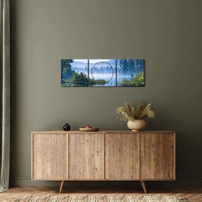 Tablou cu lac montan (cu ceas) (90x30 cm)