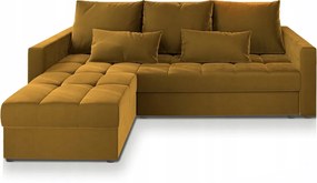 Canapea coltar extensibil ZENOVA 220 x 140 cm, reversibila - galben mustar