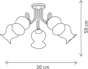 Candelabru Klausen Columbine 5 Floral Chic, 59x30 cm, Alama Antichizata cu Sticla Alba, 5x E27, Iluminat Clasic Elegant pentru Living sau Dining