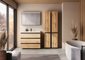 Set mobilier baie (masca suspendata cu 2 sertare si lavoar) Kolpa San Harmony 100x48xH61, stejar natur