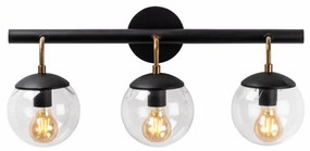 Aplica de perete cu 3 Becuri Gondol - 3032, Soclu E27, Max. 40W, Culoare Negru