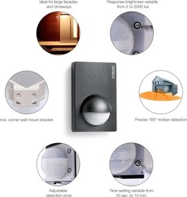 STEINEL 603113 - Senzor mișcare exterior IS 180-2 negru IP54