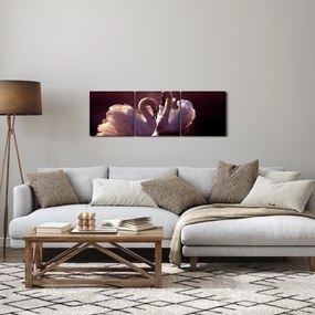 Tablou - Lebede pe lac (cu ceas) (90x30 cm)