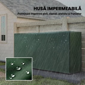 Outsunny Suport pentru Lemne de 0,6 m³, Reglabil, cu Husă Impermeabilă din PE, din Metal, 200 x 36 x 99 cm, Negru și Verde Închis | Aosom Romania