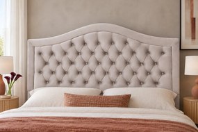 Pat tapițat Chesterfield din catifea Solaria Deluxe 120×200 cm, crem, cu ladă de depozitare