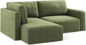 Colțar verde extensibil/cu spațiu de depozitare cu tapițerie din chenille (cu colț pe partea stângă/în formă de ”L”) Kona – Makamii