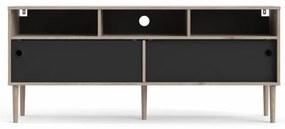 Comoda TV neagra cu decor de stejar Jackson Hickory, ELISEO