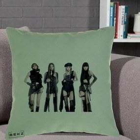 Perna Personalizata K-pop BLACKPINK Tinute Negre Elegante Grup, 40x40 cm, Verde, Husa Detasabila, Perna Inclusa, BEKZ®