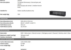 Comoda TV design elegant LUX Hennessey L, gri carbune 115112 HZ