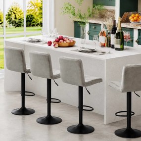 Scaun de bar gri confortabil din catifea cu design modern si baza metalica ABS 191B