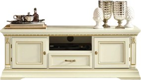 Comodă TV lemn masiv nuc Victoria Crem/, 170 × 51 × 50 cm