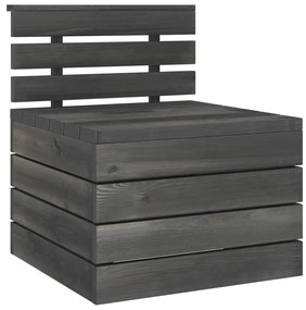 315418 vidaXL Canapea de grădină din paleți, de mijloc, gri închis, lemn pin