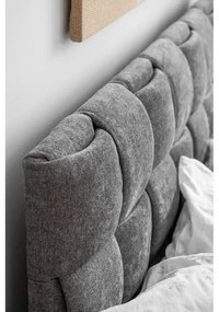 Pat matrimonial gri tapițat cu somieră 140x200 cm Eve – Miuform