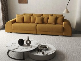 Canapea extensibilă dumonde cu 2 lăzi de depozitare si sezut confortabil din spuma high-density, Verona Zoom Mustar 310x100 cm