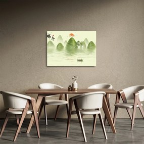 Tablou pe sticlă - Valea munțilot verzi (70x50 cm)