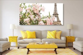 Tablou Turnul Eiffel și florile roz