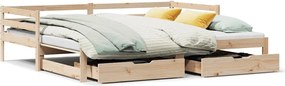 vidaXL Pat de zi cu sertare, 90x200 cm, lemn masiv pin