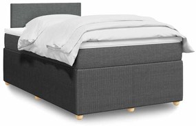 vidaXL Pat box spring cu saltea, gri închis, 120x200 cm, textil