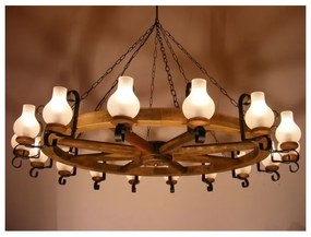 Candelabru rustic fabricat manual din lemn Roata 16L