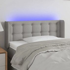 vidaXL Tăblie de pat cu LED, gri deschis, 93x16x78/88 cm, textil