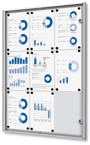 Vitrina informații interioare Economy 9 x A4 - spate din tablă, aluminiu