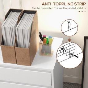 HOMCOM Comodă de Birou cu 4 Sertare și Roți pentru Studiu 46x40x65 cm Alb | Aosom Romania