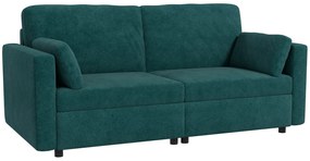 Canapea clasică cu 3 locuri cu scaun capitonat și arcuri, canapea din catifea pentru living și birou cu perne, 178x82x85cm verde HOMCOM | Aosom RO