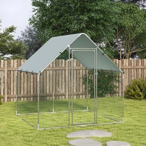 PawHut Coteț pentru Găini de Exterior, 2x2x2m 4 m² Țarc pentru Găini din Oțel Galvanizat cu Acoperiș Impermeabil Anti-UV și Încuietoare, Adăpost pentru 4-6 Găini, Animale Mici, Iepuri și Rațe | Aosom Romania