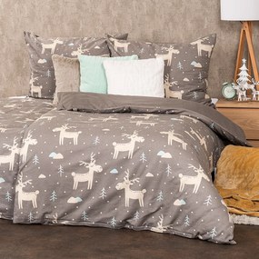 Lenjerie de pat din flanelă 4Home Happy reindeer, 140 x 220 cm, 70 x 90 cm