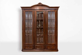 Vitrină lemn masiv Briston 3 Uși, 178 × 44.5 × 218 cm