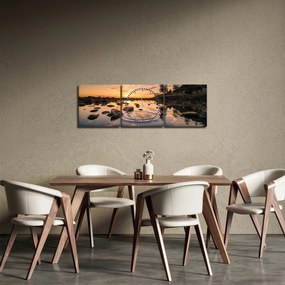 Tablou - Suprafața apei la apus de soare (cu ceas) (90x30 cm)